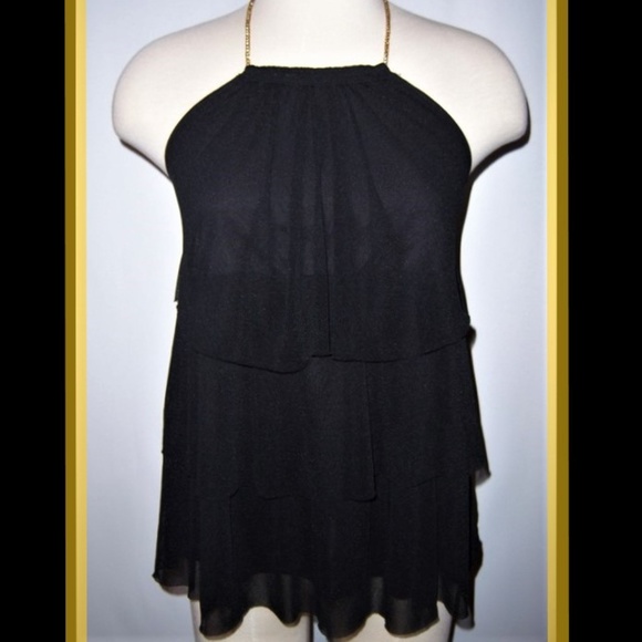 NWT Express Sexy Black Mesh Tier Top - Picture 1 of 7